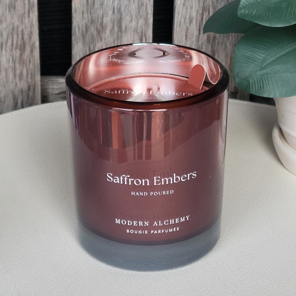 Modern Alchemy Walnut Colored Mirrored Candle Saffron Embers